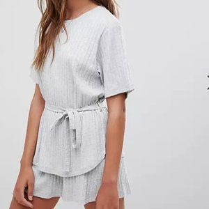 ASOS Ribbed Pajama Set with Tie Waist